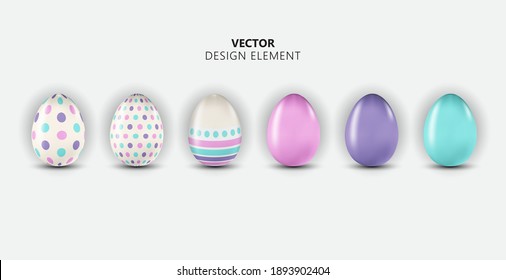 Easter Egg Design Element Collection Set on Light Background. Vector Illustration