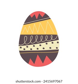 Easter egg design. Easter holiday egg hunt in yellow and brown flat style. Art deco decoration. Stock vector illustration clipart
