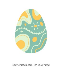 Easter egg design. Easter holiday egg hunt in yellow and blue flat style. Art deco decoration. Stock vector illustration clipart