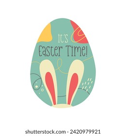 Easter egg design. Easter holiday egg hunt in colorful flat style with bunny ears. Art deco decoration. Stock vector illustration clipart