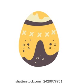 Easter egg design. Easter holiday egg hunt in brown yellow flat style. Art deco decoration. Stock vector illustration clipart