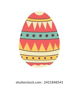 Easter egg design. Easter holiday egg hunt in colorful red flat style. Art deco decoration. Stock vector illustration clipart.