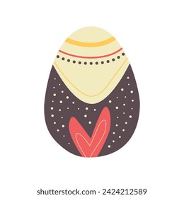 Easter egg design. Easter holiday egg hunt in colorful red flat style with heart. Art deco decoration. Stock vector illustration clipart.
