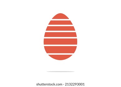 Easter egg design on white background with shadow below, modern style, vector illustration, icons for commercial use.