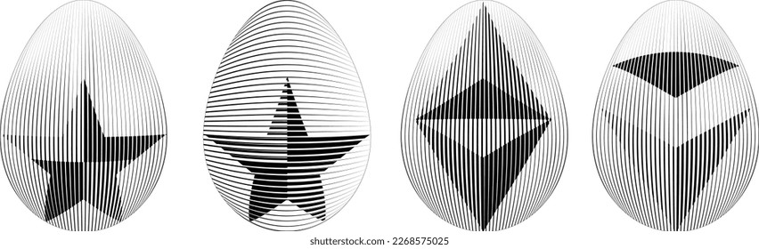 Easter Egg Design. Vector oval shape. Ornament Easter eggs set.