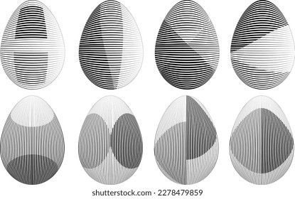 Easter Egg Design. Vector oval shape. Ornament Easter eggs set.