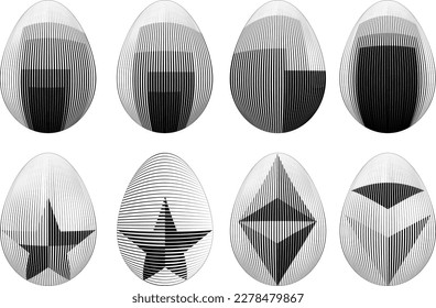 Easter Egg Design. Vector oval shape. Ornament Easter eggs set.