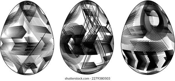 Easter Egg Design. Vector oval shape. Ornament Easter eggs set.