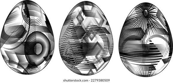 Easter Egg Design. Vector oval shape. Ornament Easter eggs set.