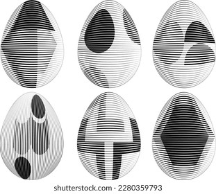 Easter Egg Design. Vector oval shape. Ornament Easter eggs set.