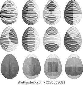 Easter Egg Design. Vector oval shape. Ornament Easter eggs set.