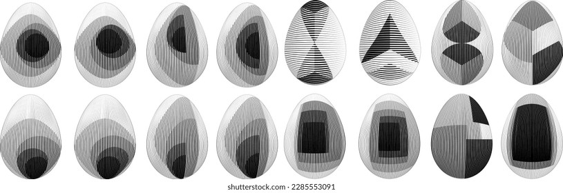 Easter Egg Design. Vector oval shape. Ornament Easter eggs set.