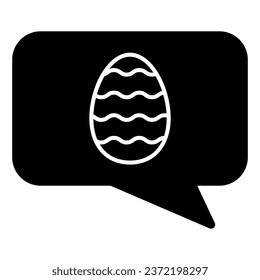 Easter egg dialogue bubble solid icon. Happy Easter speech balloon glyph style pictogram on white background. Message with painted greeting egg for mobile concept and web design. Vector graphics