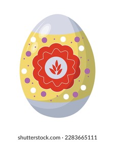 Easter egg with different pattern, ornament and sticker. Flat style icon for Easter celebration.