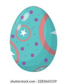 Easter egg with different pattern, ornament and sticker. Flat style icon for Easter celebration.