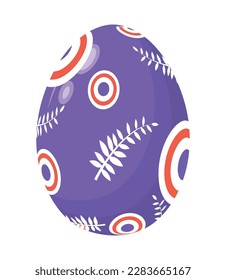 Easter egg with different pattern, ornament and sticker. Flat style icon for Easter celebration.