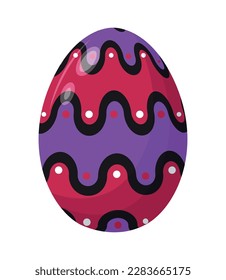 Easter egg with different pattern, ornament and sticker. Flat style icon for Easter celebration.