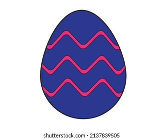 Easter egg with different textures, patterns and colors. Spring holiday. Vector illustration isolated on white background.