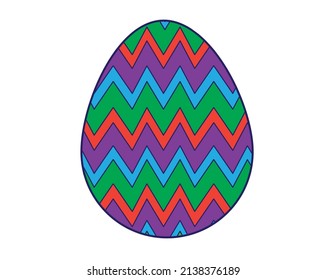 Easter egg with different textures, patterns and colors. Spring holiday. Vector illustration isolated on white background.