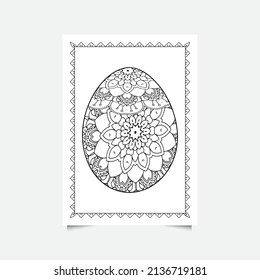 Easter egg doodle coloring book page. coloring pages for children and adults on a white background.