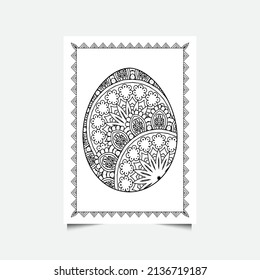Easter egg doodle coloring book page. coloring pages for children and adults on a white background.