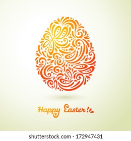 Easter egg in doodle minimalism style with place for your text. Vector illustration