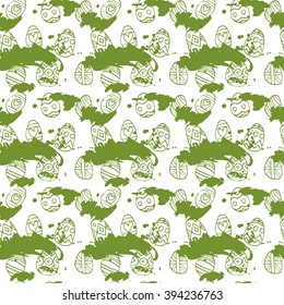 Easter egg doodle seamless pattern background