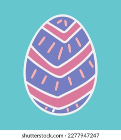 Huevo de Pascua al estilo doodle con elementos de color. Ilustración vectorial aislada. Decoración estilizada para las vacaciones de primavera. Plantilla para una postal, afiche.