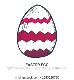 Easter egg in doodle style. Hand drawn illustration. Banner background