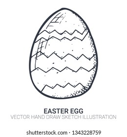 Easter egg in doodle style. Hand drawn illustration. Banner background