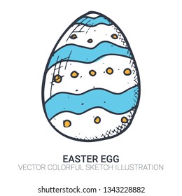 Easter egg in doodle style. Hand drawn illustration. Banner background