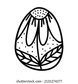 Easter egg in doodle style. Happy Easter hand drawn isolated on white background. Sketch eggs for cards, logos, holidays. Vector illustration.