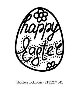 Osterei im Doodle-Stil. Happy Osterhandgezeichnet einzeln auf weißem Hintergrund. Eier für Karten, Logos, Feiertage. Vektorgrafik.