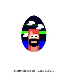 Ostereidoodle style.face, Happy Osterhandgezeichnet einzeln auf weißem Hintergrund.Vektorgrafik