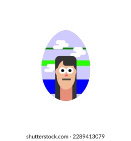 Estilo de doodle de huevo de Pascua.cara, feliz mano de Pascua dibujada aislada en fondo blanco.vector