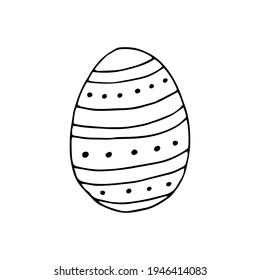 Easter egg. Doodle. Vector. Hand-drawn illustration. Coloring. Black and white outline. Silhouette.
