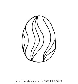 Easter egg. Doodle. Vector. Hand-drawn illustration. Coloring. Black and white outline. Silhouette.