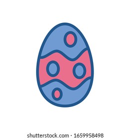 easter egg with dots design over white background, line style icon, vector illustration