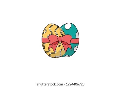 Icono de línea de relleno doble de huevo de Pascua