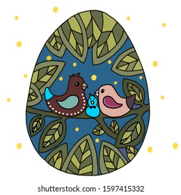 Easter egg drawing, hand drawing image, isolated image on white background.