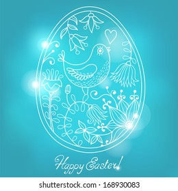 Easter egg drawn by hand in the style of cartoon. Vector illustration.