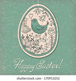 Easter egg drawn by hand in the style of cartoon. Vector illustration.