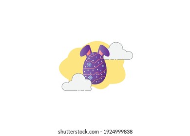 Easter Egg Eared Purple Flower Cloud Icon