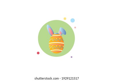 Easter Egg Eared Yellow Blue  Circle Bubble Icon