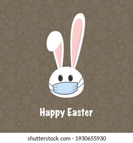 Easter egg with ears and face mask. Holidays during pandemic. Vector
