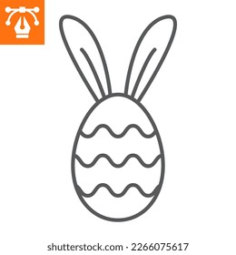 Easter egg with ears line icon, outline style icon for web site or mobile app, holiday and easter, egg with rabbit ears vector icon, simple vector illustration, vector graphics with editable strokes.