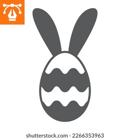 Easter egg with ears solid icon, glyph style icon for web site or mobile app, holiday and easter, egg with rabbit ears vector icon, simple vector illustration, vector graphics with editable strokes.