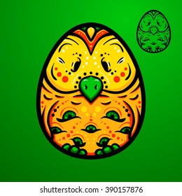 Easter egg, egg-bird ethno ornament, hand-drawn egg, hand-drawn bird.