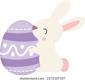 Easter egg elements bunny, chicks, egg, and tulips.funny clipart for kids design  Vector illustration