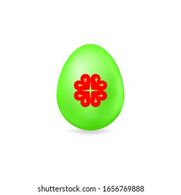 Easter egg with elements for St. Patrick's Day. Vector illustration of colored egg with flower isolated on white background. Ideal for holiday designs, greeting cards, prints, designer packaging, etc.